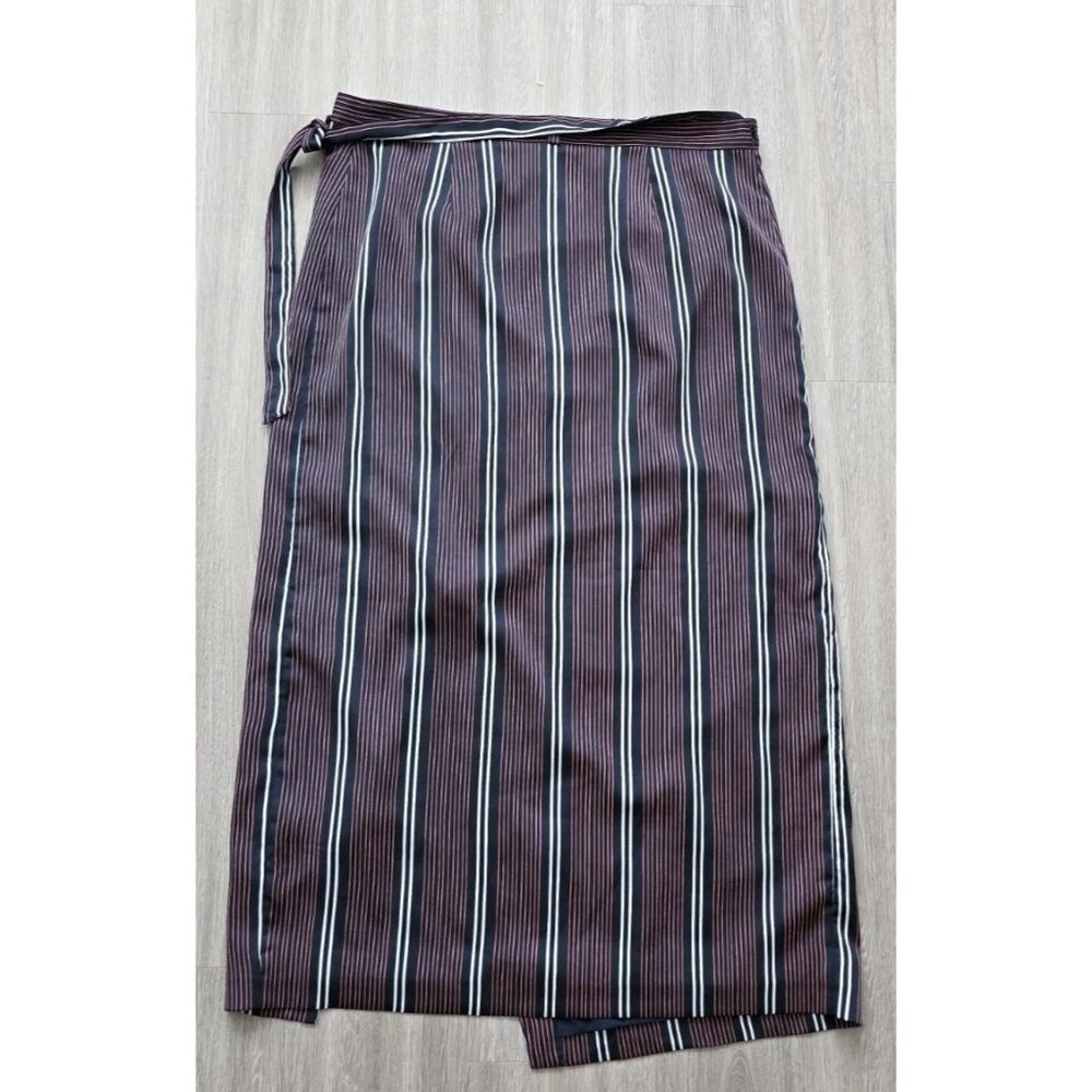 Banana Republic Striped Maxi Wrap Skirt Size 14‎ Navy Red Lined - Picture 13 of 16
